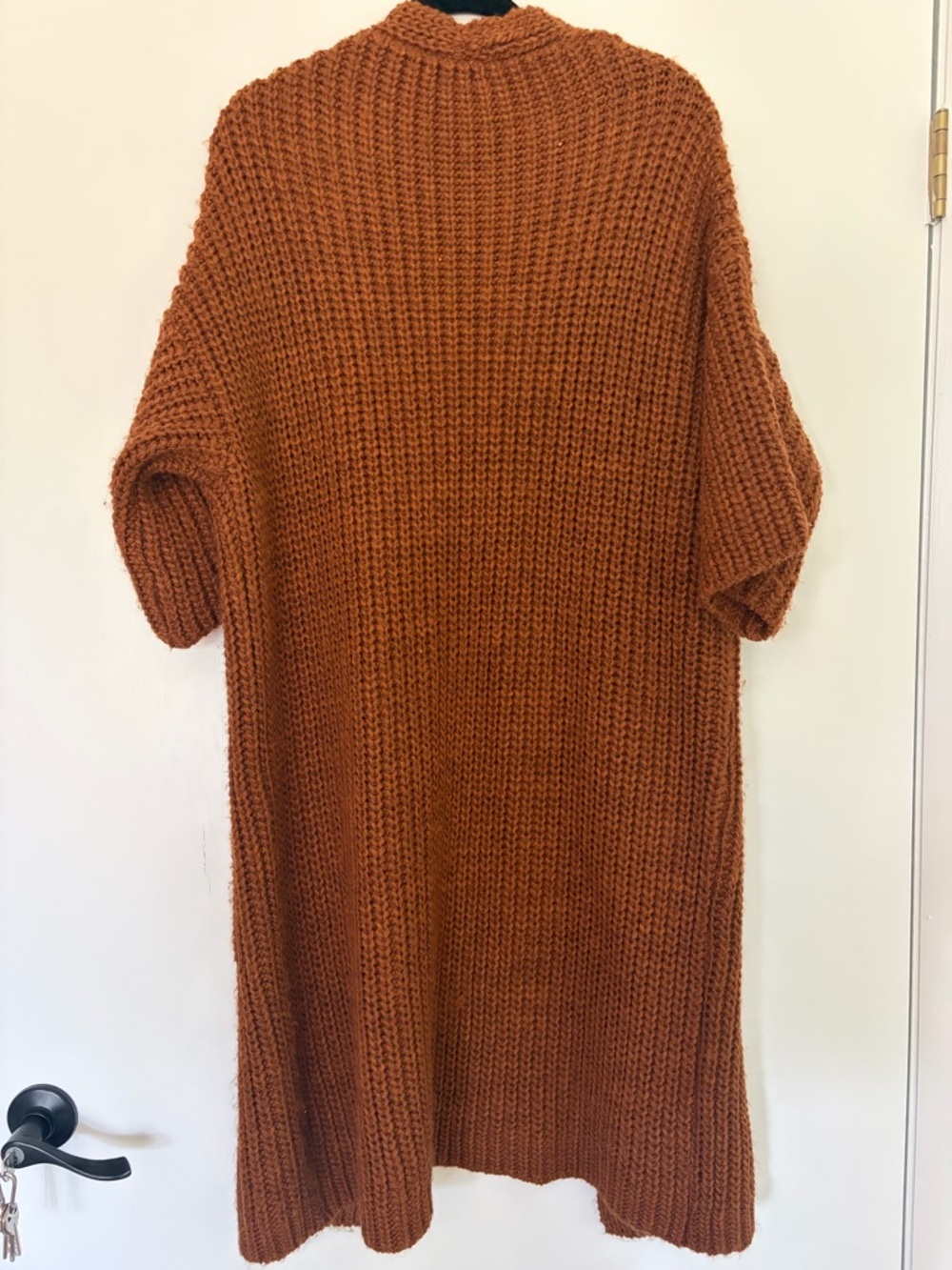 Open-Front Oversized Knit Cardigan - Rust - Picture 6 of 6